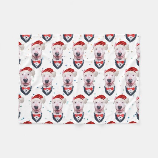 Niedlich Bull Terrier Dog Weihnachtsmuster Fleecedecke (Vorderseite (Horizontal))