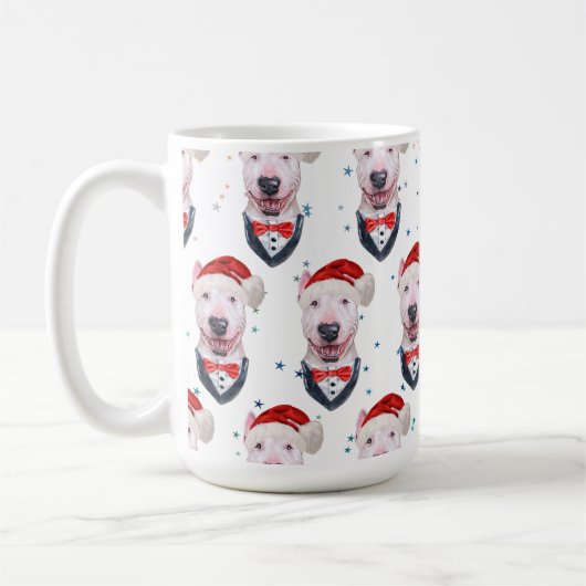 Niedlich Bull Terrier Dog Weihnachtsmuster Kaffeetasse (Links)