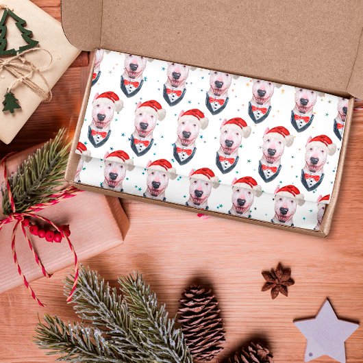 Niedlich Bull Terrier Dog Weihnachtsmuster Seidenpapier