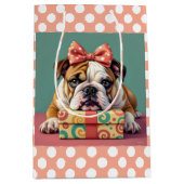 Niedlich Bulldog Birthday Polka Dot Mittlere Geschenktüte (Vorderseite)