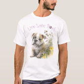 Niedlich Bulldog Floral T-Shirt (Vorderseite)