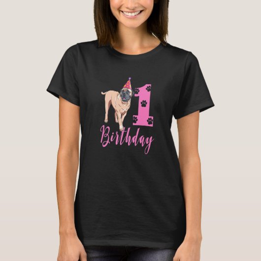 Niedlich Bullmastiff 1. Geburtstag T-Shirt (Vorderseite)