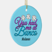 Niedlich Bunco Game Night Personalisiert Blue Weih Keramik Ornament (Rechts)