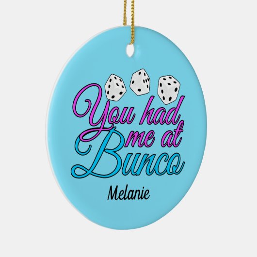 Niedlich Bunco Game Night Personalisiert Blue Weih Keramik Ornament (Rechts)