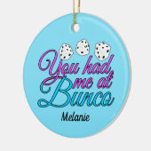 Niedlich Bunco Game Night Personalisiert Blue Weih Keramik Ornament (Links)
