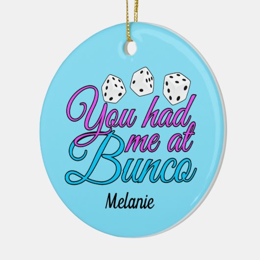 Niedlich Bunco Game Night Personalisiert Blue Weih Keramik Ornament (Links)