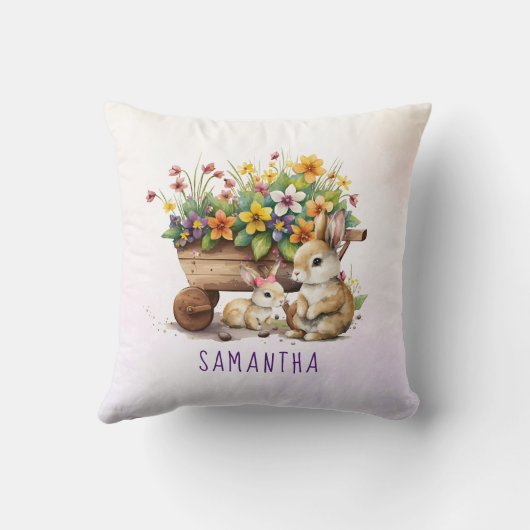 Niedlich Bunnies Individuelle Name Girl Osterl Kissen (Rückseite)