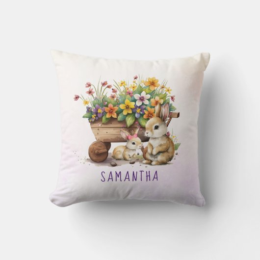 Niedlich Bunnies Individuelle Name Girl Osterl Kissen (Vorderseite)