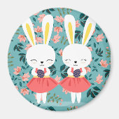 Niedlich Bunnies Magnet (Vorne)