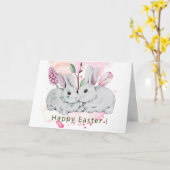 Niedlich Bunnies Ostergrüßkarte Karte (Gelbe Blume)