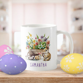 Niedlich Bunnies Personalisiertes Girl Osterfest Kaffeetasse