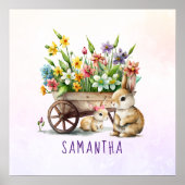 Niedlich Bunnies Personalisiertes Girl Osterfest Poster (Vorne)