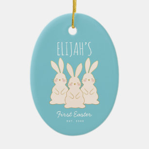 Niedlich Bunnies Personalisiertes Ostern Keramik Ornament