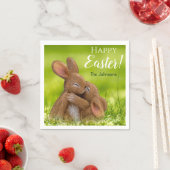 Niedlich Bunnies Personalisiertes Osterpapier Napk Serviette (Beispiel)