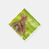 Niedlich Bunnies Personalisiertes Osterpapier Napk Serviette (Ecke)