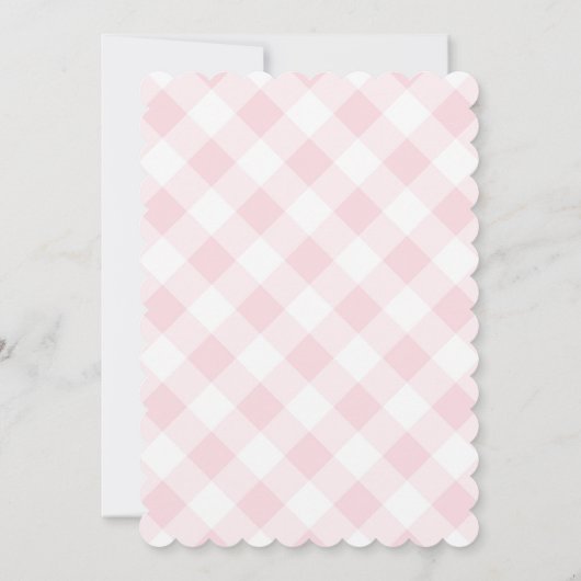 Niedlich Bunnies Pink Gingham Baby Girl Dusche Einladung (Rückseite)
