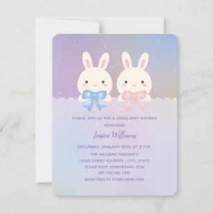 Niedlich Bunnies Twins Baby Boy and Girl Baby Show Einladung