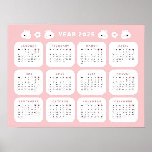 Niedlich Bunny 2025 Kalenderposter Poster (Vorne)