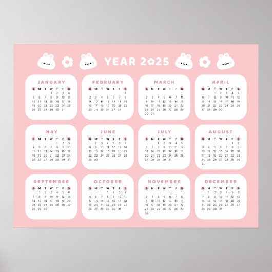 Niedlich Bunny 2025 Kalenderposter Poster (Vorne)