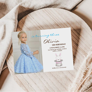 Niedlich Bunny 3 Foto Einladung Girly Birthday Par