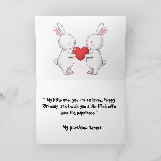 Niedlich Bunny Birthday Card Dankeskarte (Innenseite)