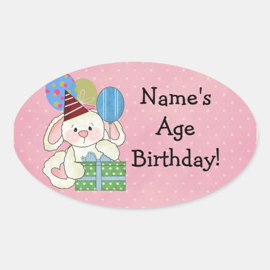 Niedlich Bunny Birthday Stickers (Vorderseite)