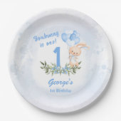 Niedlich Bunny Blue 1. Geburtstag Junge Frühling Pappteller (Vorderseite)