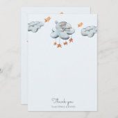 Niedlich Bunny Blue Baby Dusche Danke Karte (Vorne/Hinten)