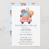 Niedlich Bunny Boy Baby Dusche Einladung (Vorne/Hinten)