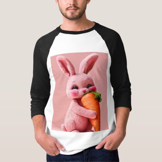 Niedlich Bunny Carrot Hug T-Shirt (Vorderseite)