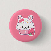 Niedlich Bunny Cupcake Monogramm Button (Vorderseite)