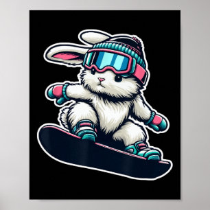 Niedlich Bunny Darstellend Snowboarding Trip Kinde Poster