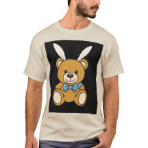 Niedlich Bunny Ears Teddy Bär Cartoon T - Shirt