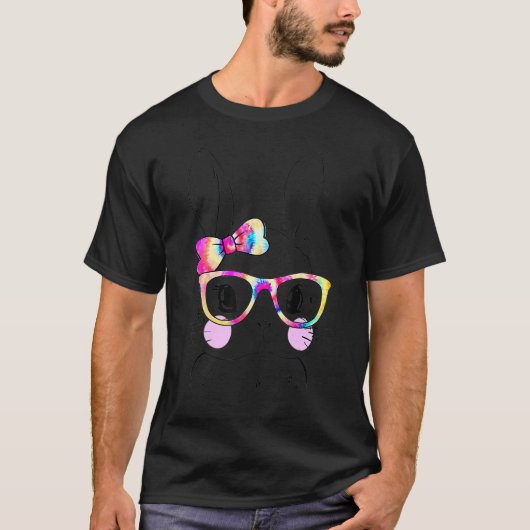 Niedlich Bunny Face Gefärbte Krawatte Bow Krawatte T-Shirt (Vorderseite)