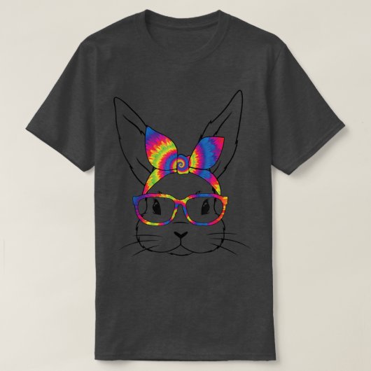 Niedlich Bunny Face Gefärbte Krawatte Brillen Head T-Shirt (Design vorne)