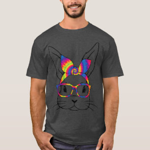 Niedlich Bunny Face Gefärbte Krawatte Brillen Head T-Shirt