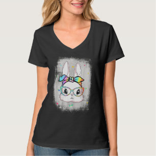 Niedlich Bunny Face Gefärbte Krawatte Brillen Head T-Shirt