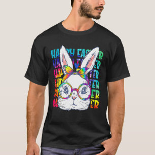 Niedlich Bunny Face Gefärbte Krawatte Brillen Head T-Shirt