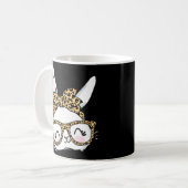 Niedlich Bunny Face Leopard Glasses Headband Happy Kaffeetasse (Vorderseite Links)