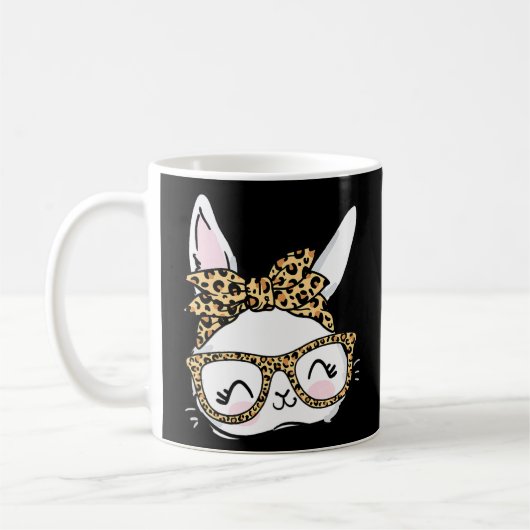 Niedlich Bunny Face Leopard Glasses Headband Happy Kaffeetasse (Links)