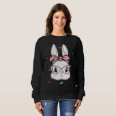 Niedlich Bunny Face Leopard Glasses Headband Happy Sweatshirt (Vorne ganz)