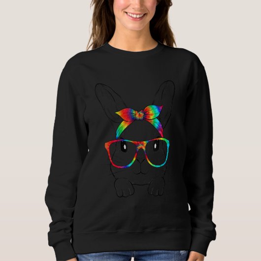 Niedlich Bunny Face Leopard Glasses Headband Happy Sweatshirt (Vorderseite)