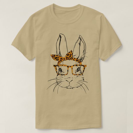 Niedlich Bunny Face Leopard Glasses Headband Happy T-Shirt (Design vorne)