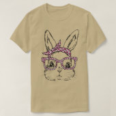 Niedlich Bunny Face Leopard Glasses Headband Happy T-Shirt (Design vorne)