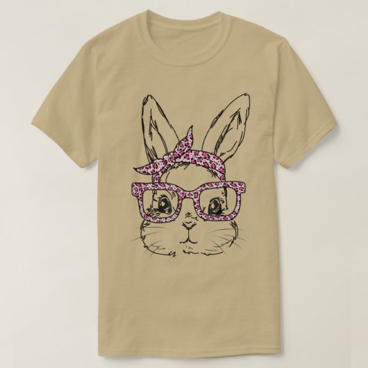 Niedlich Bunny Face Leopard Glasses Headband Happy T-Shirt (Design vorne)