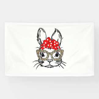 Niedlich Bunny Face Leopard Print Red Bandana Rabb Banner