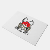 Niedlich Bunny Face Leopard Print Red Bandana Rabb Fußmatte (Schrägansicht)