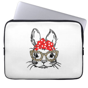 Niedlich Bunny Face Leopard Print Red Bandana Rabb Laptopschutzhülle