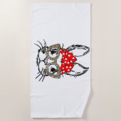 Niedlich Bunny Face Leopard Print Red Bandana Rabb Strandtuch (Vorderseite)