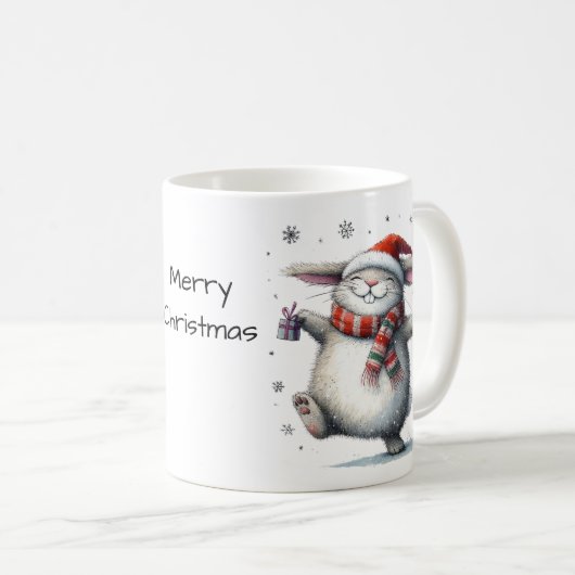 Niedlich Bunny Frohe Weihnachten Kaffeetasse (VorderseiteRechts)